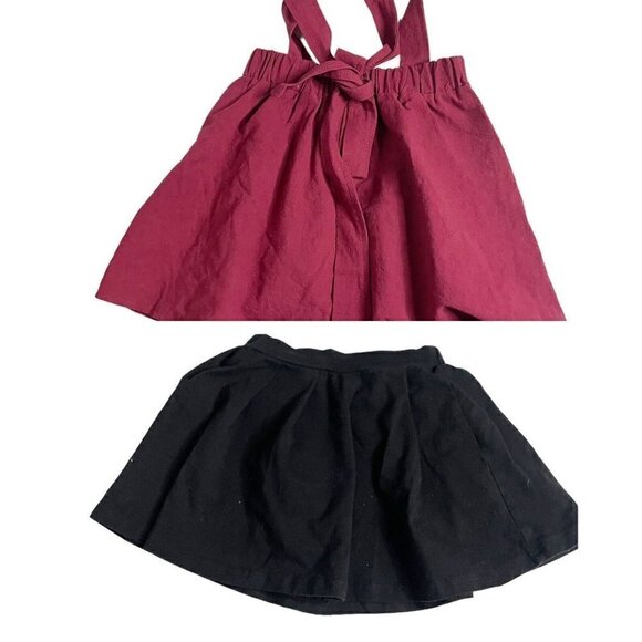 Shein Girl's 4 Black Red Pleated Summer Spring Skirt Lot 2 Mini Skater Suspender - Picture 1 of 7